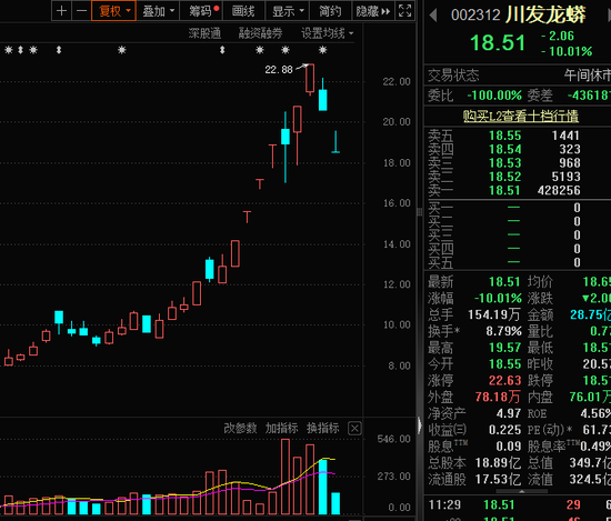 被“杀猪”？主播热推的人气股川发龙蟒，巨量跌停！
